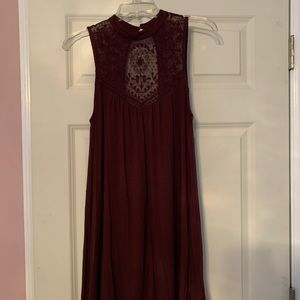 American Eagle high neck maroon lace dress